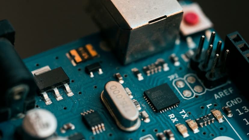 Close-up photograph of a microcontroller circuit board